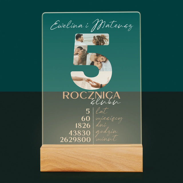 Słowo Ze Zdjęć: 5 Rocznica Ślubu Liczby - Wydruk Na Szkle Akrylowym