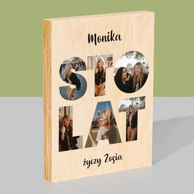 Słowo Ze Zdjęć: Sto Lat - Wydruk Na Drewnie