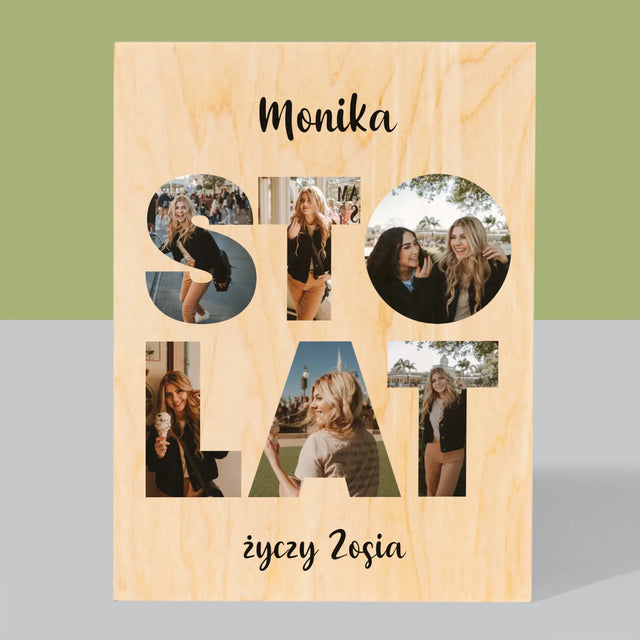 Słowo Ze Zdjęć: Sto Lat - Wydruk Na Drewnie