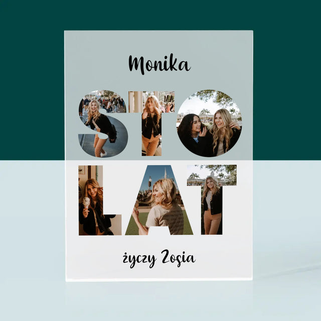 Słowo Ze Zdjęć: Sto Lat - Blok Akrylowy z Nadrukiem