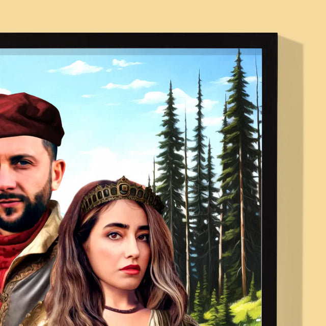 Królewski Portret: Dworska Para - Wydruk z Twoim Zdjęciem