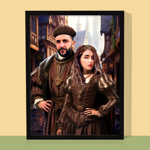 Królewski Portret: Szlachecka Para - Wydruk z Twoim Zdjęciem