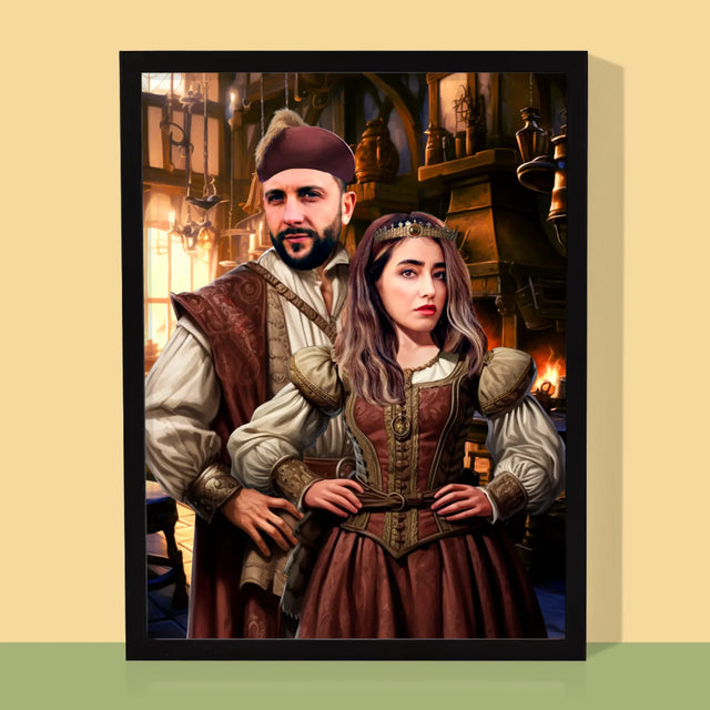 Królewski Portret: Arystokratyczny Duet - Wydruk z Twoim Zdjęciem