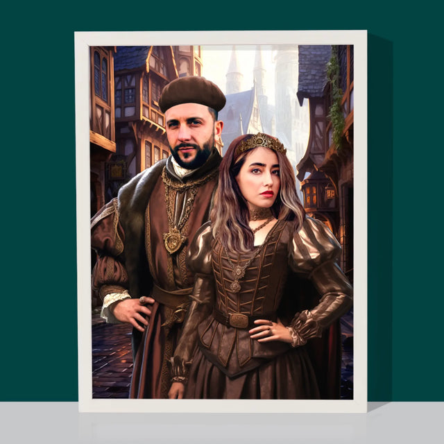 Królewski Portret: Szlachecka Para - Wydruk z Twoim Zdjęciem