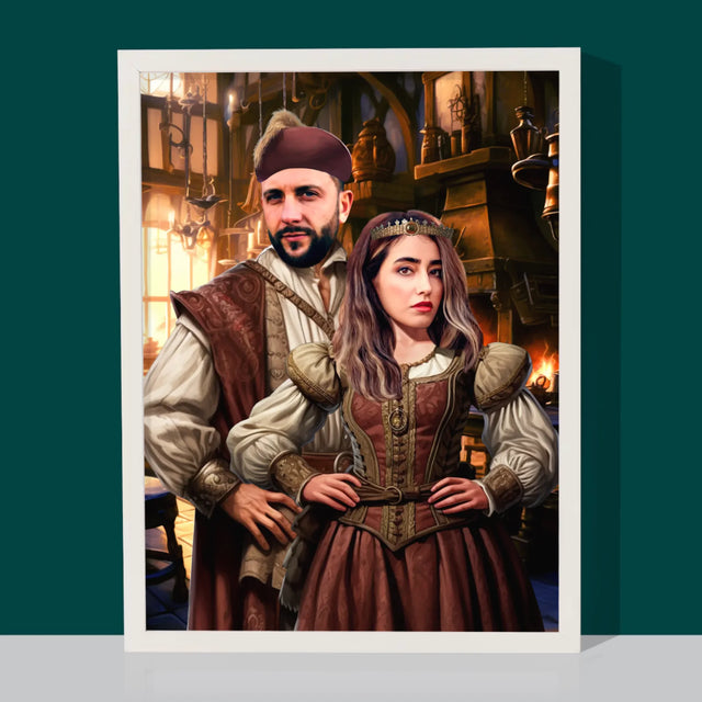 Królewski Portret: Arystokratyczny Duet - Wydruk z Twoim Zdjęciem