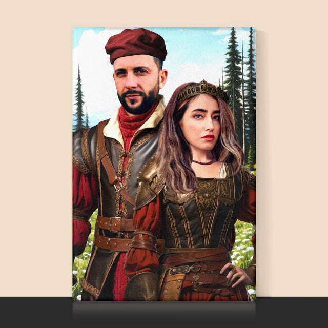 Królewski Portret: Dworska Para - Wydruk z Twoim Zdjęciem