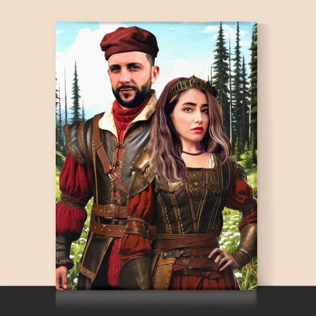 Królewski Portret: Dworska Para - Wydruk z Twoim Zdjęciem