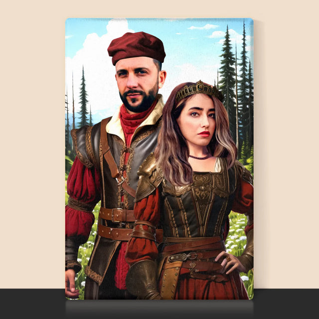 Królewski Portret: Dworska Para - Wydruk z Twoim Zdjęciem