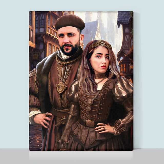 Królewski Portret: Szlachecka Para - Wydruk z Twoim Zdjęciem