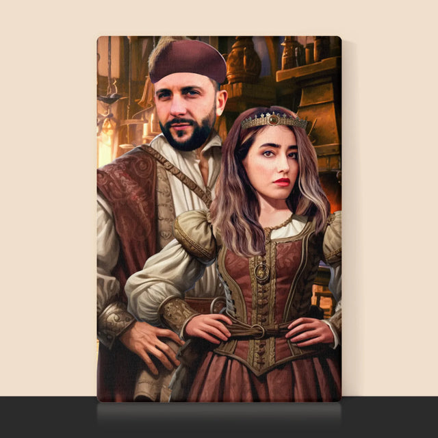 Królewski Portret: Arystokratyczny Duet - Wydruk z Twoim Zdjęciem