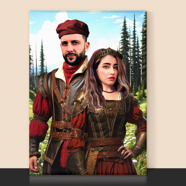 Królewski Portret: Dworska Para - Wydruk z Twoim Zdjęciem