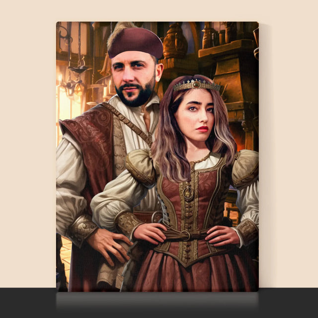 Królewski Portret: Arystokratyczny Duet - Wydruk z Twoim Zdjęciem