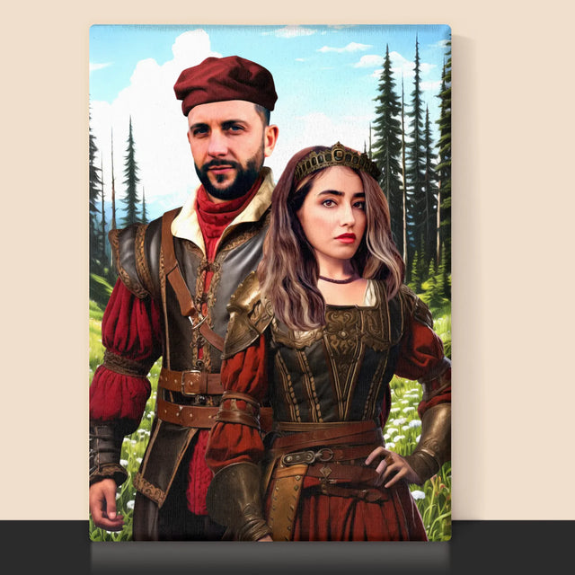 Królewski Portret: Dworska Para - Wydruk z Twoim Zdjęciem