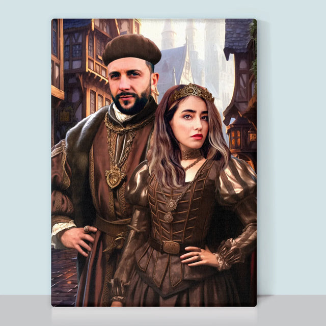 Królewski Portret: Szlachecka Para - Wydruk z Twoim Zdjęciem