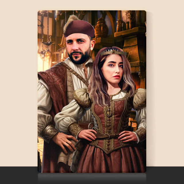 Królewski Portret: Arystokratyczny Duet - Wydruk z Twoim Zdjęciem