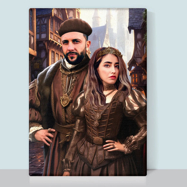Królewski Portret: Szlachecka Para - Wydruk z Twoim Zdjęciem