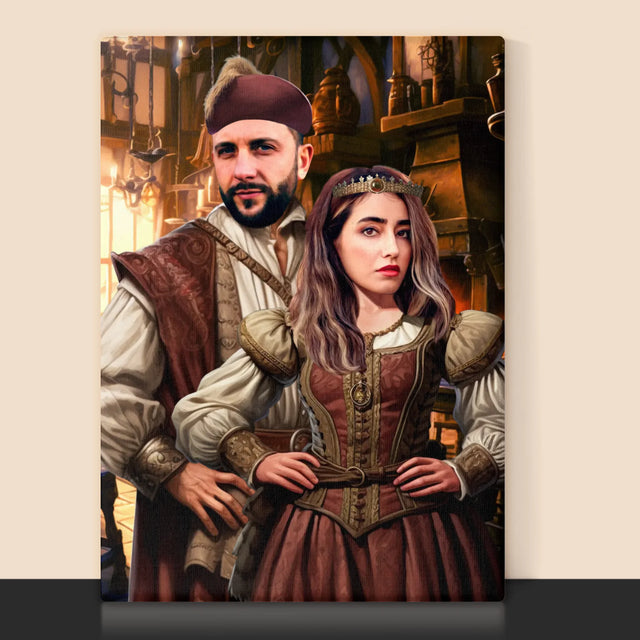 Królewski Portret: Arystokratyczny Duet - Wydruk z Twoim Zdjęciem