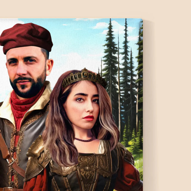 Królewski Portret: Dworska Para - Wydruk z Twoim Zdjęciem