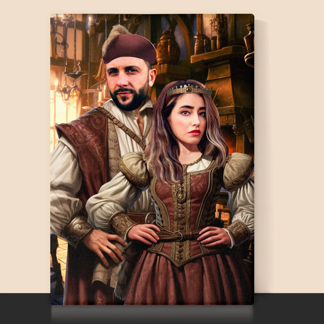 Królewski Portret: Arystokratyczny Duet - Wydruk z Twoim Zdjęciem