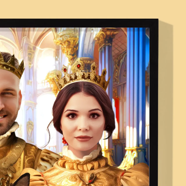 Królewski Portret: Król i Królowa z Pupilem - Wydruk z Twoim Zdjęciem