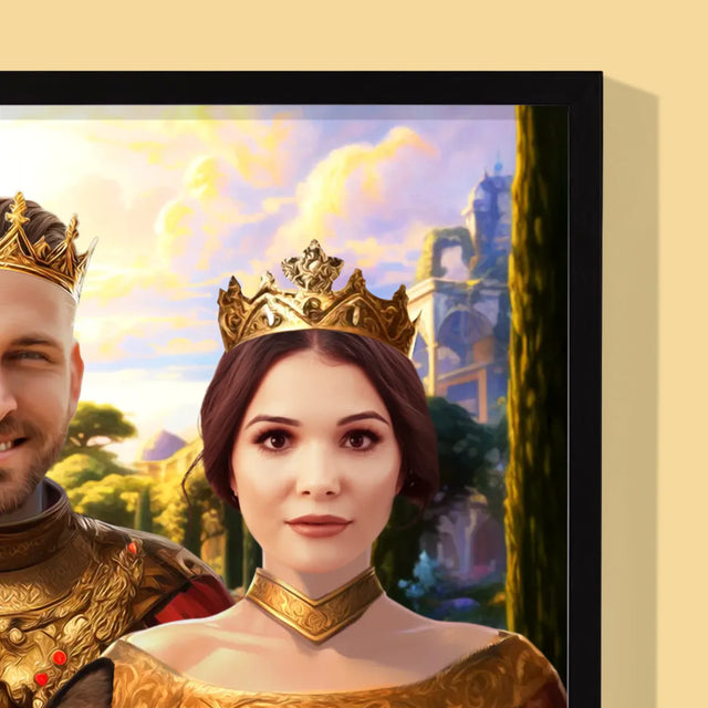 Królewski Portret: Królewska Para z Pupilem - Wydruk z Twoim Zdjęciem