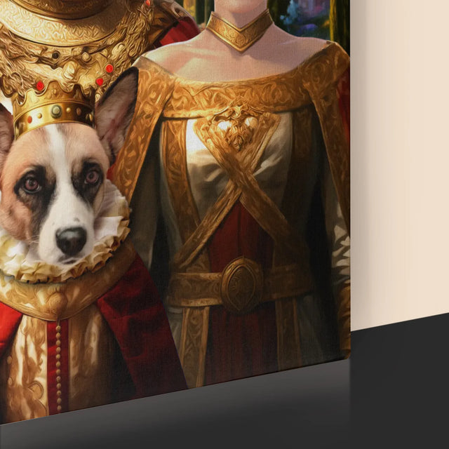 Królewski Portret: Królewska Para z Pupilem - Wydruk z Twoim Zdjęciem