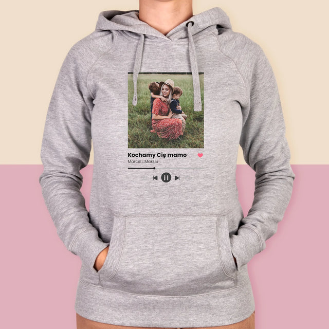 Zdjęcie i Podpis: Kochamy Cię Mamo - Bluza Damska z Kapturem