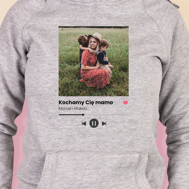 Zdjęcie i Podpis: Kochamy Cię Mamo - Bluza Damska z Kapturem