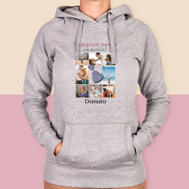 Fotokolaż: Najlepsza Mama - Bluza Damska z Kapturem