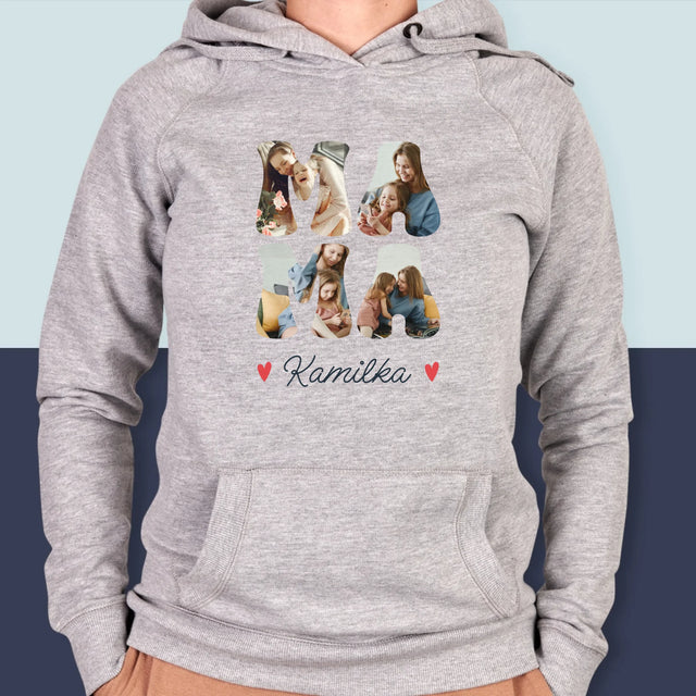 Słowo Ze Zdjęć: Mama Imię - Bluza Damska z Kapturem