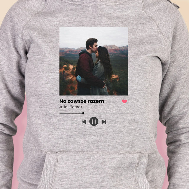 Zdjęcie i Podpis: Spotify z Twoim Zdjęciem - Bluza Damska z Kapturem