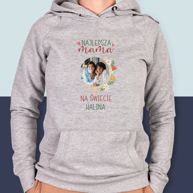 Zdjęcie i Podpis: Najlepsza Mama Świat - Bluza Damska z Kapturem