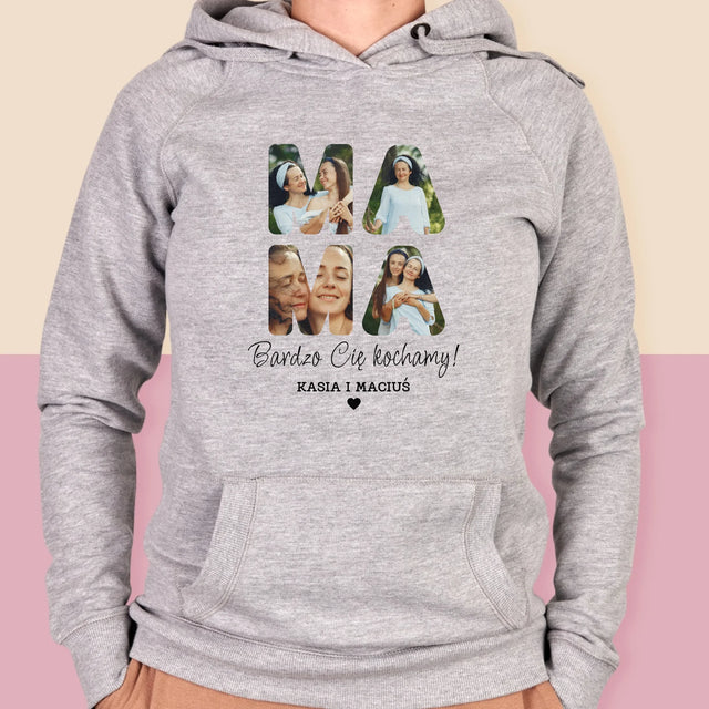 Słowo Ze Zdjęć: Mamo Bardzo Cię Kochamy - Bluza Damska z Kapturem