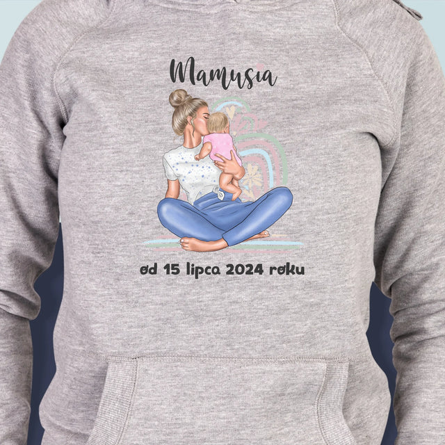 Kreator Postaci: Młoda Mama - Bluza Damska z Kapturem