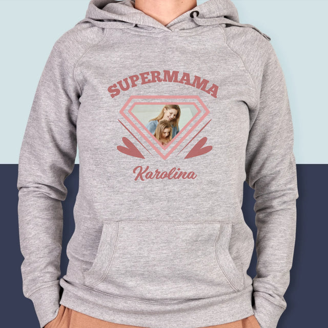 Zdjęcie i Podpis: Supermama - Bluza Damska z Kapturem