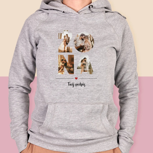 Słowo Ze Zdjęć: Żona - Bluza Damska z Kapturem