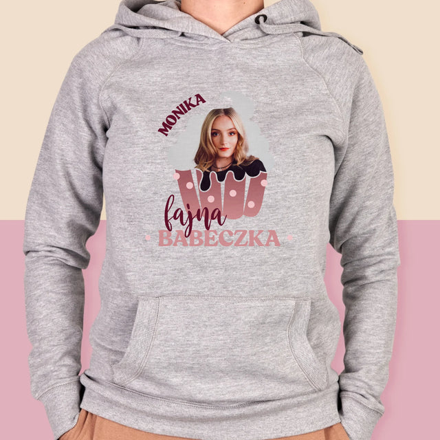 Zdjęcie i Podpis: Fajna Babeczka - Bluza Damska z Kapturem