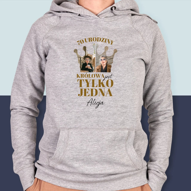 Kształt Ze Zdjęć: 70 Urodziny Królowa - Bluza Damska z Kapturem