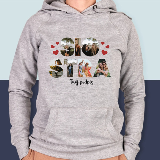 Słowo Ze Zdjęć: Siostra - Bluza Damska z Kapturem