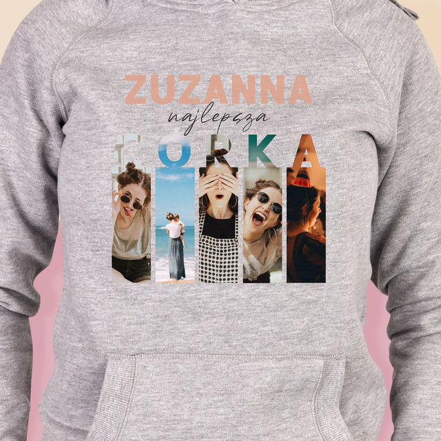 Fotokolaż: Najlepsza Córka - Bluza Damska z Kapturem