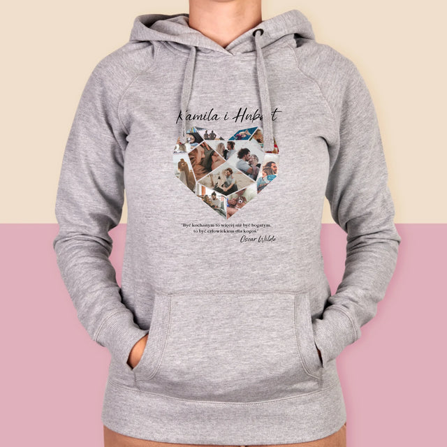 Fotokolaż: Serce Geometryczne - Bluza Damska z Kapturem