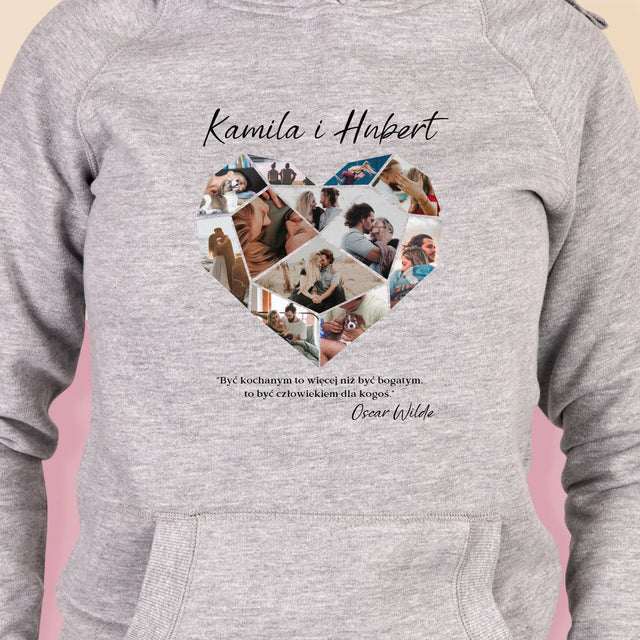 Fotokolaż: Serce Geometryczne - Bluza Damska z Kapturem