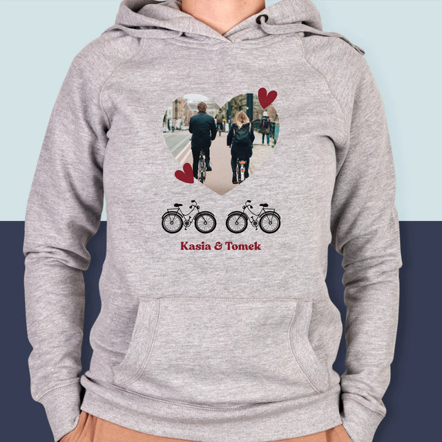 Zdjęcie i Podpis: Rowerowa Para - Bluza Damska z Kapturem