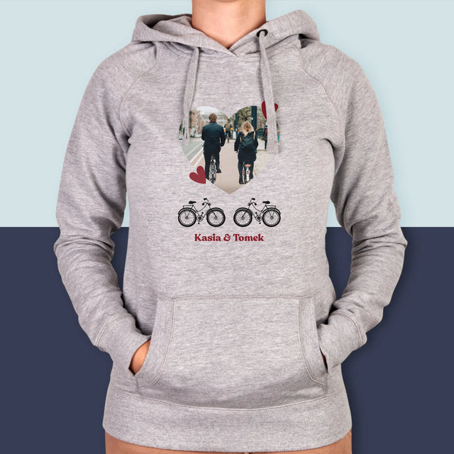 Zdjęcie i Podpis: Rowerowa Para - Bluza Damska z Kapturem