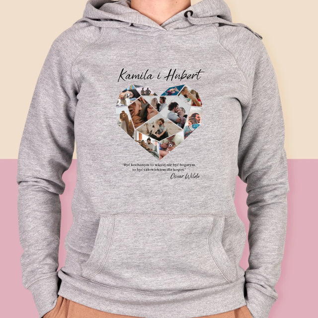 Fotokolaż: Serce Geometryczne - Bluza Damska z Kapturem