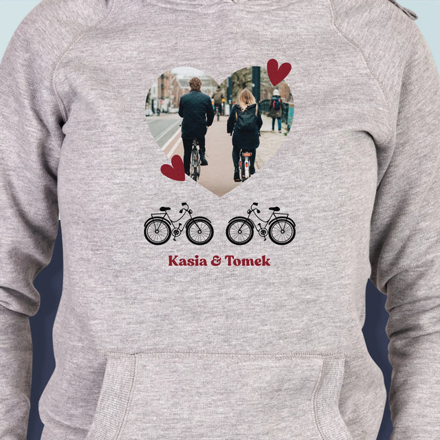 Zdjęcie i Podpis: Rowerowa Para - Bluza Damska z Kapturem