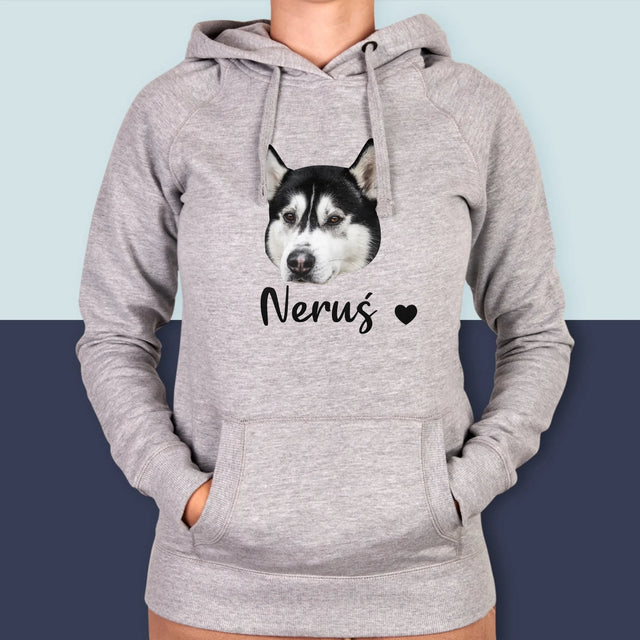 Twoja Postać: Głowa Twojego Pieska - Bluza Damska z Kapturem