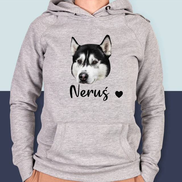 Twoja Postać: Głowa Twojego Pieska - Bluza Damska z Kapturem