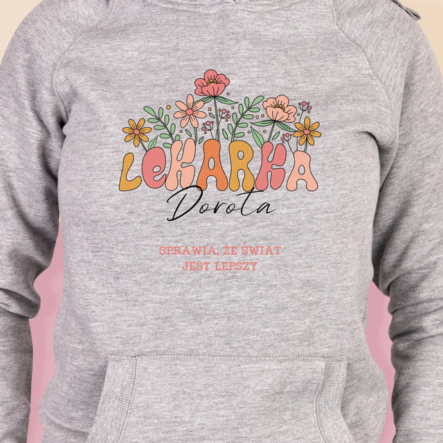 Imię i Podpis: Lekarka - Bluza Damska z Kapturem