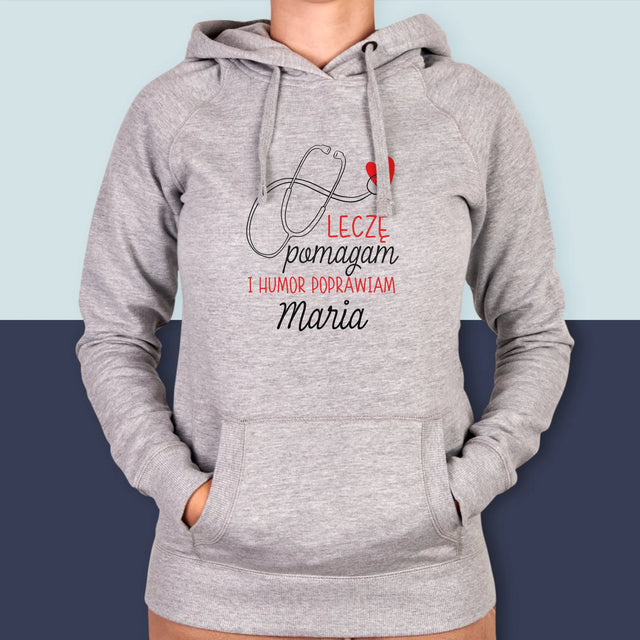 Imię i Podpis: Leczę Pomagam - Bluza Damska z Kapturem